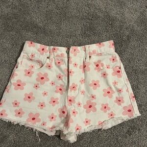 PacSun Pink Floral Jean Shorts